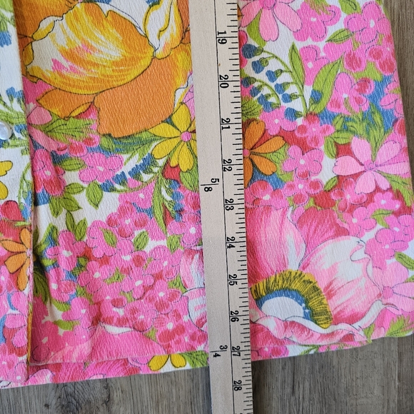 Vintage VTG Hamilton 8 Dallas Hot Pink Floral Button Down Top - Picture 10 of 12